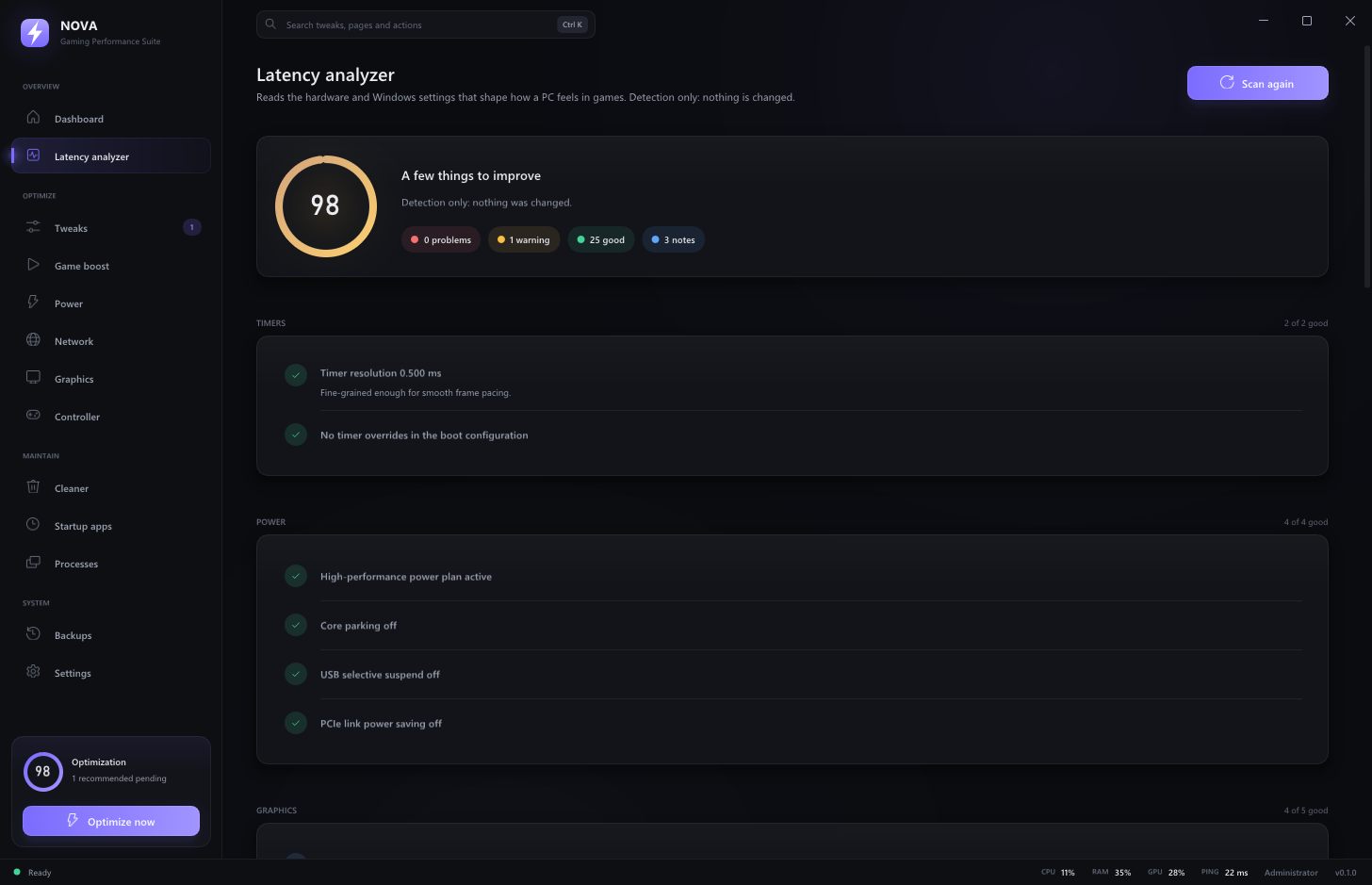 NOVA's latency analyzer